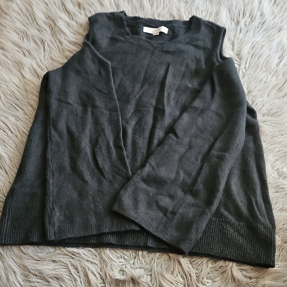 LOFT Charcoal Off-the-Shoulder Sweater